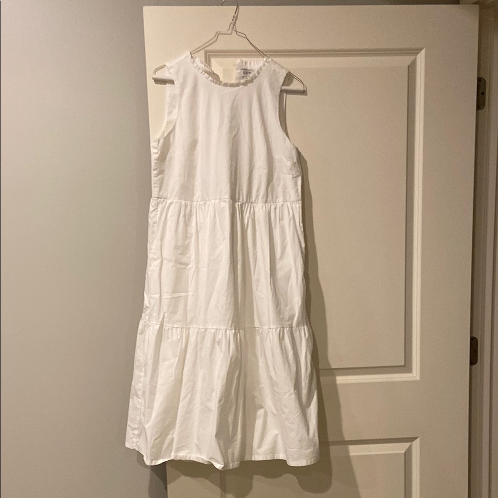 NWOT J Crew white tank tiered cotton maxi dress.